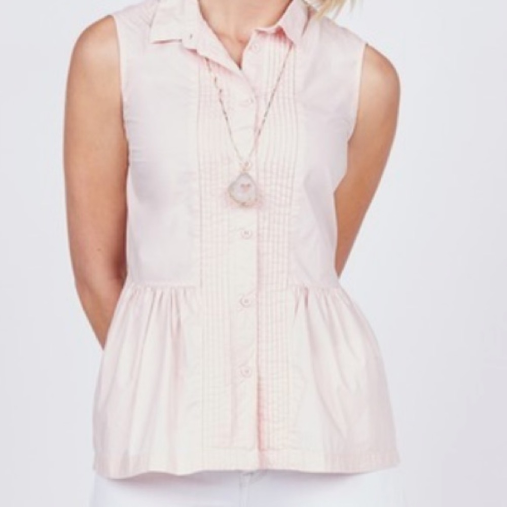 Pintuck Peplum Button Down